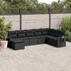Image de vidaXL Salon de jardin 8 pcs avec coussins noir résine tressée