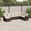 Image de Vidaxl Salon De Jardin 8 Pcs Avec Coussins Marron RÃ©sine TressÃ©e