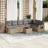 Image de Vidaxl Salon De Jardin Avec Coussins 9 Pcs Beige RÃ©sine TressÃ©e