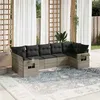 Image de vidaXL Salon de jardin avec coussins 7 pcs gris clair résine tressée