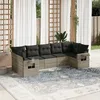 Image de Vidaxl Salon De Jardin Avec Coussins 7 Pcs Gris Clair RÃ©sine TressÃ©e