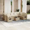 Image de vidaXL Salon de jardin avec coussins 10 pcs beige résine tressée3252945