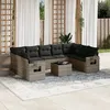 Image de Vidaxl Salon De Jardin Avec Coussins 10 Pcs Gris RÃ©sine TressÃ©e