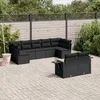 Image de Vidaxl Salon De Jardin 9 Pcs Avec Coussins Noir RÃ©sine TressÃ©e