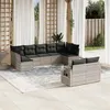 Image de vidaXL Salon de jardin 9 pcs avec coussins gris clair résine tressée