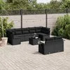 Image de Vidaxl Salon De Jardin 10 Pcs Avec Coussins Noir RÃ©sine TressÃ©e