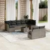 Image de vidaXL Salon de jardin avec coussins 10 pcs gris résine tressée