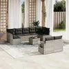 Image de vidaXL Salon de jardin avec coussins 10 pcs gris clair résine tressée