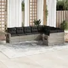 Image de vidaXL Salon de jardin 9 pcs avec coussins gris clair résine tressée