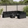 Image de vidaXL Salon de jardin 10 pcs avec coussins noir résine tressée
