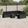 Image de Vidaxl Salon De Jardin 10 Pcs Avec Coussins Noir RÃ©sine TressÃ©e
