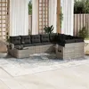 Image de vidaXL Salon de jardin avec coussins 10 pcs gris clair résine tressée
