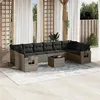 Image de vidaXL Salon de jardin 11 pcs avec coussins gris résine tressée