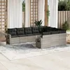 Image de vidaXL Salon de jardin avec coussins 10 pcs gris clair résine tressée