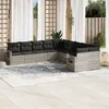 Image de vidaXL Salon de jardin avec coussins 10 pcs gris clair résine tressée