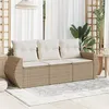 Image de vidaXL Salon de jardin avec coussins 3 pcs beige résine tressée3253395