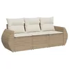 Image de Vidaxl Salon De Jardin Avec Coussins 3 Pcs Beige RÃ©sine TressÃ©e