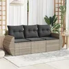 Image de Vidaxl Salon De Jardin Avec Coussins 3 Pcs Gris Clair RÃ©sine TressÃ©e