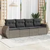 Image de vidaXL Salon de jardin 4 pcs avec coussins gris résine tressée3253417