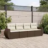 Image de Vidaxl Salon De Jardin 4 Pcs Avec Coussins Marron RÃ©sine TressÃ©e