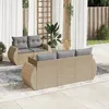 Image de Vidaxl Salon De Jardin Avec Coussins 6 Pcs Beige RÃ©sine TressÃ©e