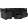 Image de Vidaxl Salon De Jardin 7 Pcs Avec Coussins Noir RÃ©sine TressÃ©e