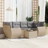 Image de Vidaxl Salon De Jardin Avec Coussins 7 Pcs Beige RÃ©sine TressÃ©e