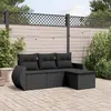 Image de vidaXL Salon de jardin 4 pcs avec coussins noir résine tressée