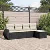 Image de vidaXL Salon de jardin 5 pcs avec coussins noir résine tressée3253623