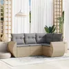 Image de vidaXL Salon de jardin avec coussins 4 pcs beige résine tressée