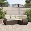 Image de Vidaxl Salon De Jardin 4 Pcs Avec Coussins Marron RÃ©sine TressÃ©e