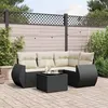 Image de vidaXL Salon de jardin 5 pcs avec coussins noir résine tressée