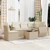 Image de Vidaxl Salon De Jardin Avec Coussins 6 Pcs Beige RÃ©sine TressÃ©e