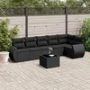 Image de vidaXL Salon de jardin 7 pcs avec coussins noir résine tressée