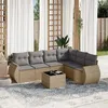 Image de vidaXL Salon de jardin avec coussins 7 pcs beige résine tressée