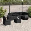 Image de vidaXL Salon de jardin 7 pcs avec coussins noir résine tressée