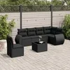 Image de Vidaxl Salon De Jardin 7 Pcs Avec Coussins Noir RÃ©sine TressÃ©e