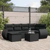 Image de Vidaxl Salon De Jardin 7 Pcs Avec Coussins Noir RÃ©sine TressÃ©e