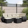 Image de vidaXL Salon de jardin 7 pcs avec coussins noir résine tressée