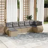 Image de vidaXL Salon de jardin avec coussins 7 pcs beige résine tressée