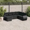Image de vidaXL Salon de jardin 7 pcs avec coussins noir résine tressée