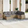 Image de vidaXL Salon de jardin avec coussins 7 pcs beige résine tressée