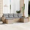 Image de vidaXL Salon de jardin avec coussins 6 pcs beige résine tressée