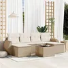 Image de vidaXL Salon de jardin avec coussins 7 pcs beige résine tressée