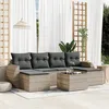 Image de vidaXL Vidaxl Salon De Jardin Avec Coussins 7 Pcs Gris Clair Résine Tressée