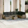 Image de vidaXL Salon de jardin 9 pcs avec coussins gris résine tressée