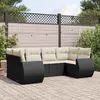 Image de vidaXL Salon de jardin 6 pcs avec coussins noir résine tressée