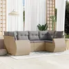Image de vidaXL Salon de jardin avec coussins 6 pcs beige résine tressée