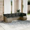 Image de vidaXL Salon de jardin avec coussins 7 pcs gris résine tressée