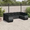 Image de vidaXL Salon de jardin 9 pcs avec coussins noir résine tressée